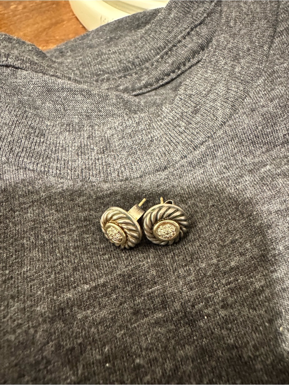 David Yurman Cable Stud Silver, Gold Earrings